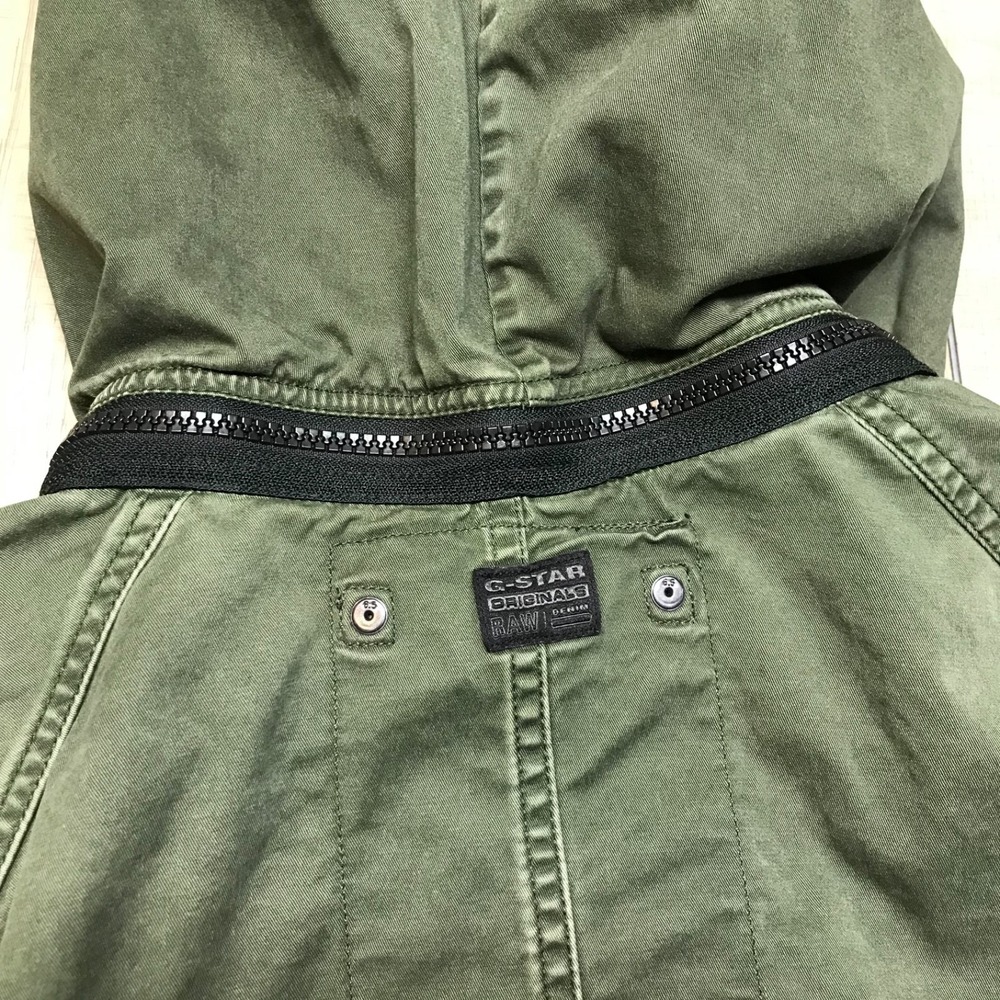 G Star Raw Bomber Jacket Mens Size S Green Submarine HDD Military Hooded Patches - Picture 16 of 16